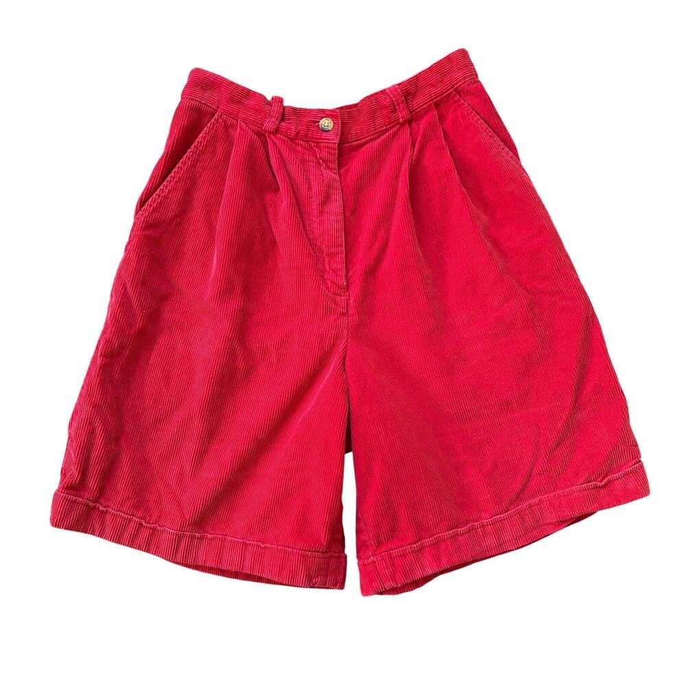 Charters Club 90s Red Corduroy Tailored Long Short Bermuda Shorts Size 8 / M